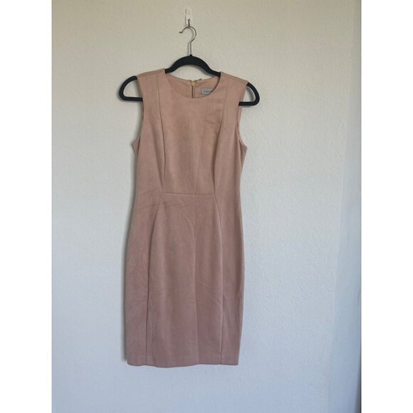 Calvin Kline Knee High Sleeveless Round Neck Dress. Suede. Size 4 - Picture 1 of 14